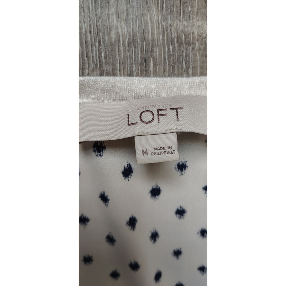 Ann Taylor LOFT Womens Medium Sleeveless Blouse Tank‎ Top All Over Polka Dot - Picture 3 of 8
